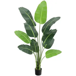 60 ins Artificial Tree Bird of Paradise Artificial Plant with 10 Trunks Fake Tree - 5 ft Faux Plants Fake Banana Tree Plant with Pot Artificial Trees for Home Decor Indoor Outdoor