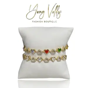 Beautiful heart-shaped bracelets, multicolor and clear, gold plated .Adjustable double clasp. (It is not real gold)