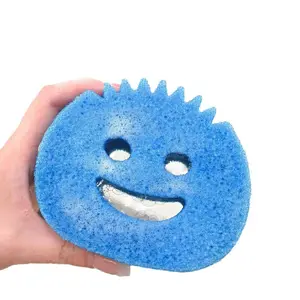 Smiley Sponge Dishwashing Cloths Set of 4, Random Colors, Reusable Kitchen Cleaning Wipes, Durable and Absorbent Sponges