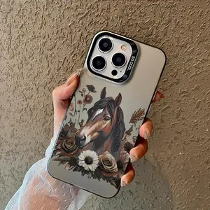 Horse Pattern Phone Case, Decorative Protective Phone Protector Cover, Phone Accessories Compatible with iPhone 11 12 13 14 15 16 Pro Max XR XS Max, Casing