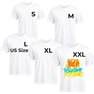 White T Shirts Polyester Bulk Sublimation Blanks Wholesale Unisex Crew Neck Short Sleeve for Heat Transfer