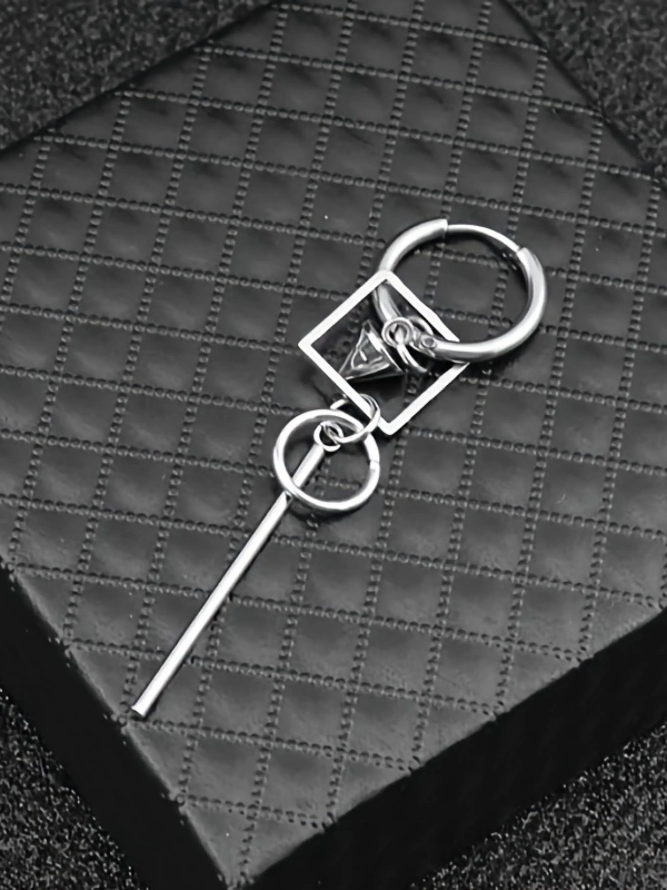 1pc Unique Geometric Design Pendant Earrings | 18K Golden Plated, 304 Stainless Steel, Suitable for Men and Women