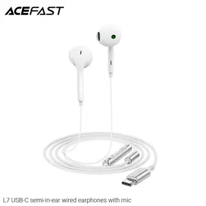 ACEFAST L7 USB-C Semi-In-Ear Wired Earphones with Mic - White Comfortable HD
