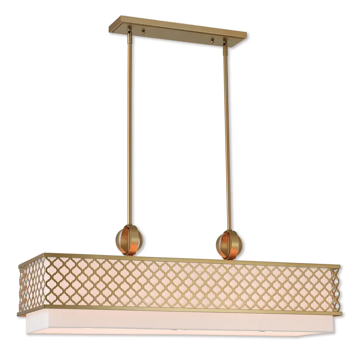 12.5 inch 9 Light SG Linear Chandelier with Hand Crafted Off-White Fabric Shade