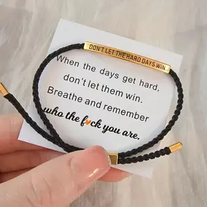 Don't Let Hard Times Win Bracelet for Men and Women, Stainless Steel Adjustable Braided Bracelet, Inspirational Bracelet Gift for Boys and Girls