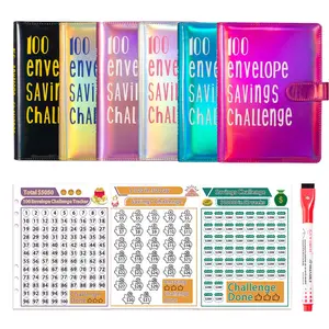 Sparkling Color，Upgraded 100 Envelopes Money Saving Challenge, Easy and Fun Way to Save $5,050,with Cash Envelopes for Office,Home,School