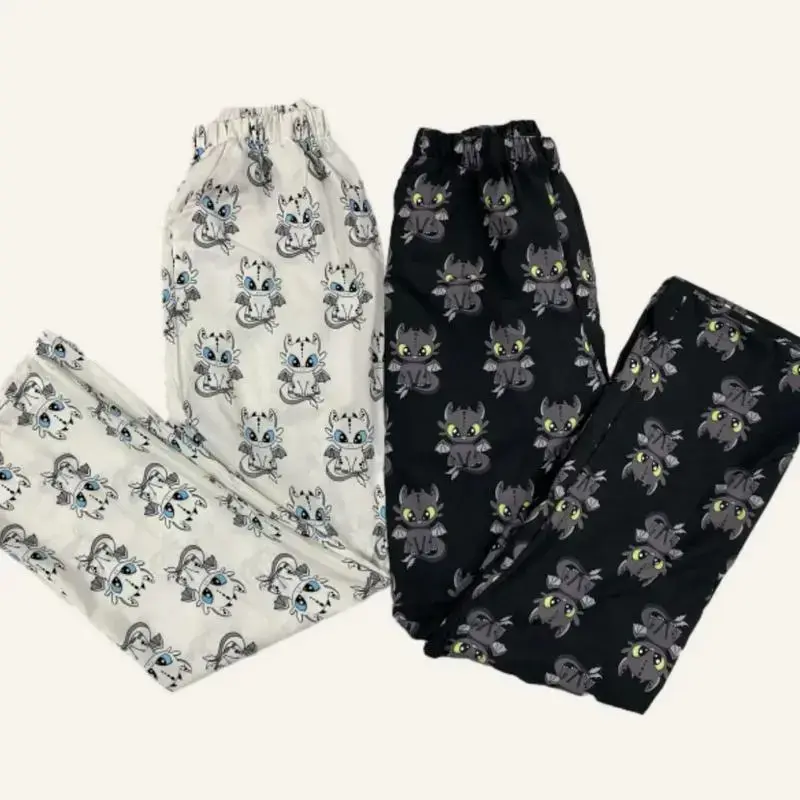 Matching Couple Cute Dragon Inspired Pajama Pants Unisex, Toothless Night Fury Style Lounge Pants, Cute Dragon Print Sleepwear Bottoms for Women Men, Loose Casual Home Pants, All Season Nightwear