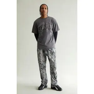 Pacsun Men's Gray Camo Straight Leg Sweatpants