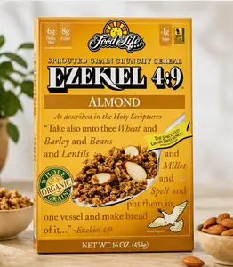 Food for Life Ezekiel 4:9 Almond Flavor Sprouted Whole Grain Cereal, 16 oz, Pack of 6, Protein-Rich Nutritious Natural Ingredient Breakfast Cereal