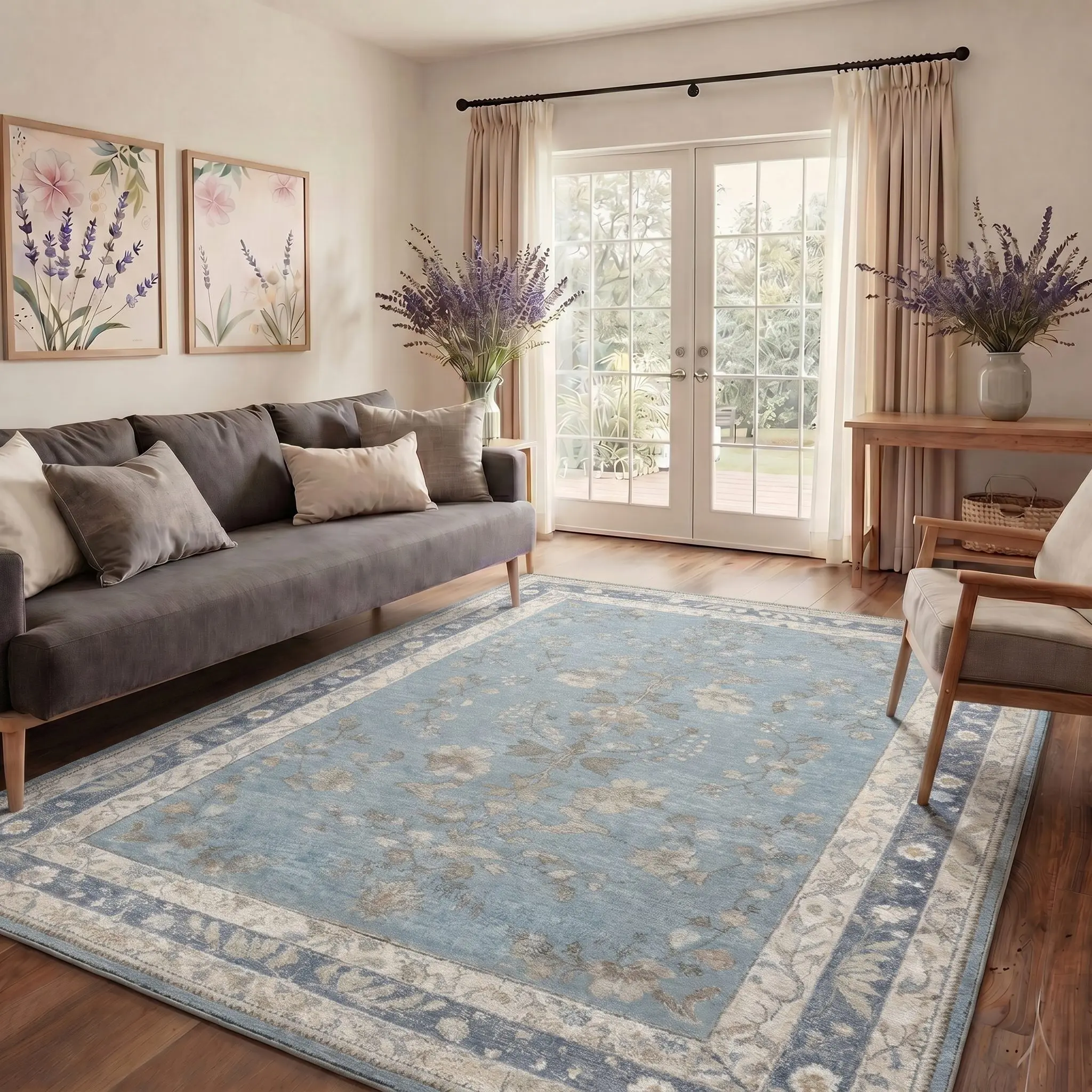 【Deals For You Days】BEIMO Area Rug – Soft, Non-Slip, Pet Friendly, Machine Washable Floor Rug, Home Carpet, Stylish Decor for Any Room ,ARF2080-TEAL BLOOM