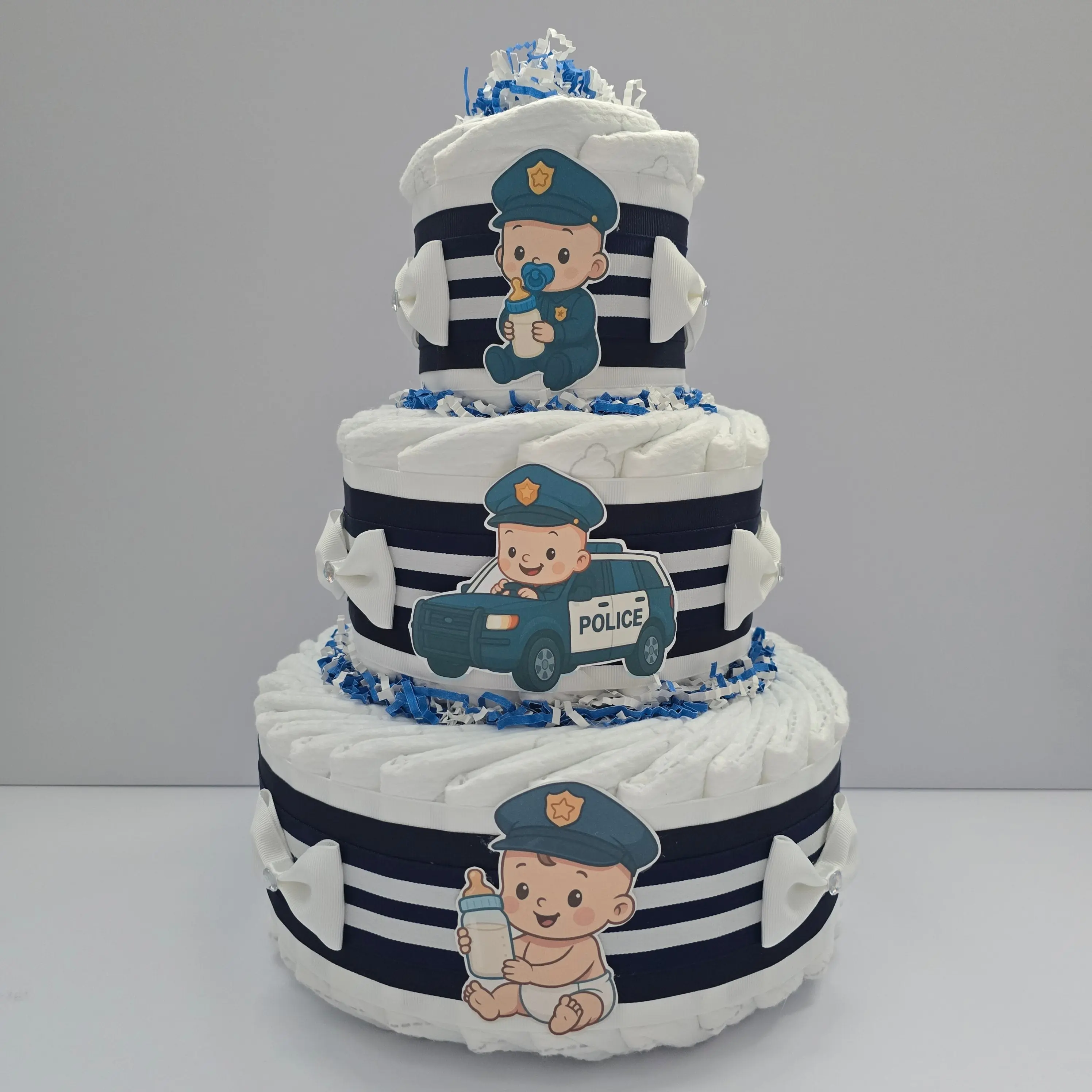 Elegant Little Cop Baby Shower Diaper Cake