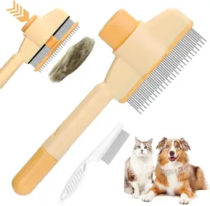 Stainless-Steel Flea & Detangle Comb for Cats & Dogs Safe Rounded Teeth Removes Fleas Knots & Loose Fur Dual Spacing Non-Slip Grip Fits Every Coat
