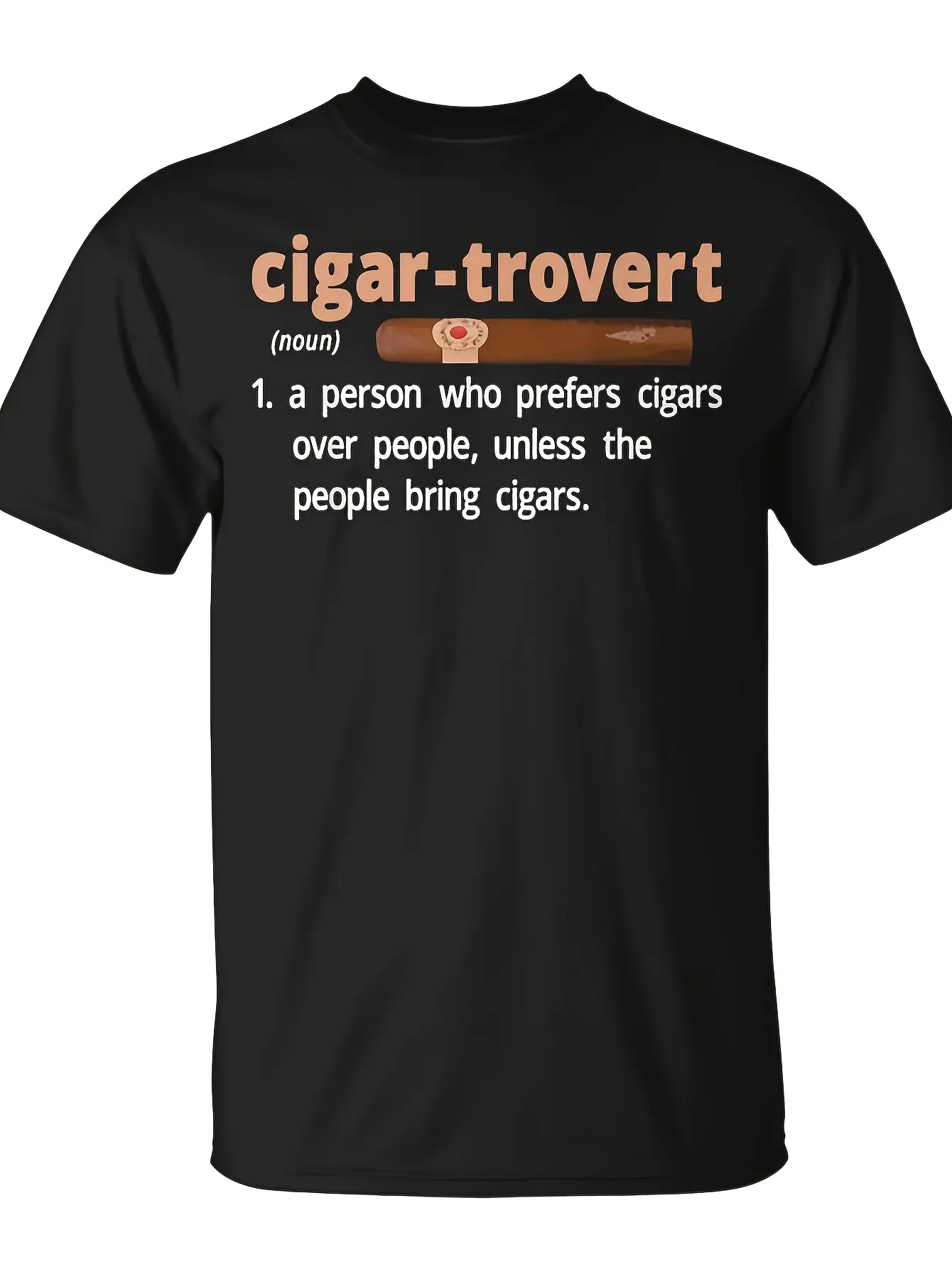 Cigar-Trovert Cigar Smoking Humor Definition Introvert T-Shirt - Monsterry Same Style for Men and Women 2026 Summer Short-sleeved Printed T-shirt 180G