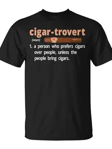 Cigar-Trovert Cigar Smoking Humor Definition Introvert T-Shirt - Monsterry Same Style for Men and Women 2026 Summer Short-sleeved Printed T-shirt 180G