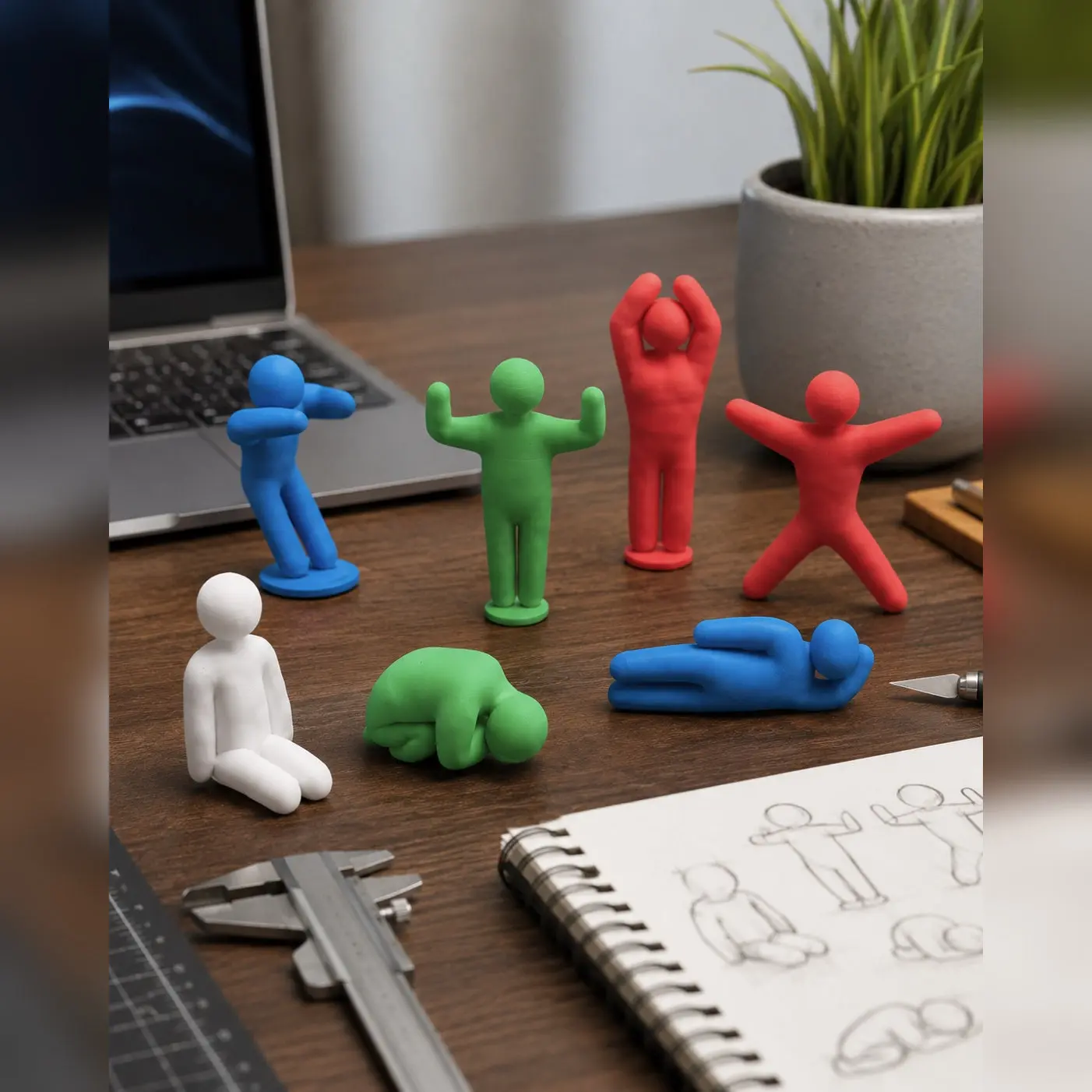 Meccha Chameleon Figurine Set | 8-Pose 3D Printed Gaming Decor
