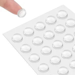 160 Pcs Round 1/2" Diameter Clear Self Adhesive Silicone Cabinet Door Bumpers for Cupboard Drawer Kitchen Cabinets Cutting Boards Picture Frames