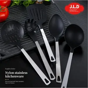 5‑Piece Kitchen Cooking Utensil Set – Stainless Steel Handle, Heat‑Resistant Nylon, Non‑Stick Safe