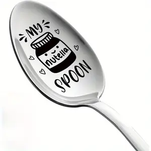 Stainless Steel Coffee Spoon, Tea Spoon with Engraved My Nutella Design, Humorous Kitchen Tool, Perfect Gift for Men & Women, All Occasions