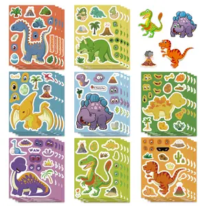 Christmas Gift Set, 8PCS Cute Dinosaur Puzzle Stickers, DIY Creative Decorative Waterproof Fun Brain Teaser, Ideal for Handwriting & Art Projects, Stickers Kit