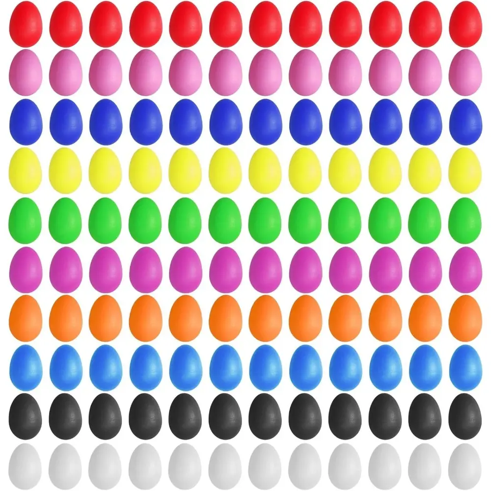 120 Pcs Plastic Egg Shakers Easter Egg Shaker Percussion Musical Maracas Plastic Easter Egg for Kids Toys Learning DIY Painting(10 Colors)
