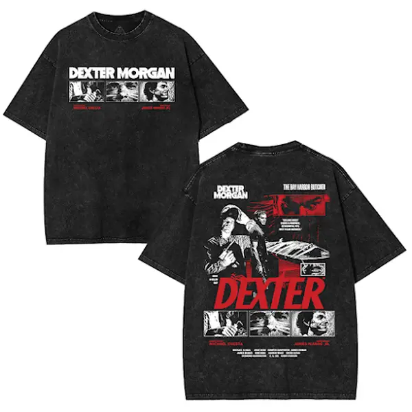 Dexter Morgan Washed T-shirt Heavyweight Cotton Streetwear graphic vintage tees, Bay Harbor Butcher TV Show Tee, Vintage Crime Thriller Shirt Apparel Classic Menswear Soft