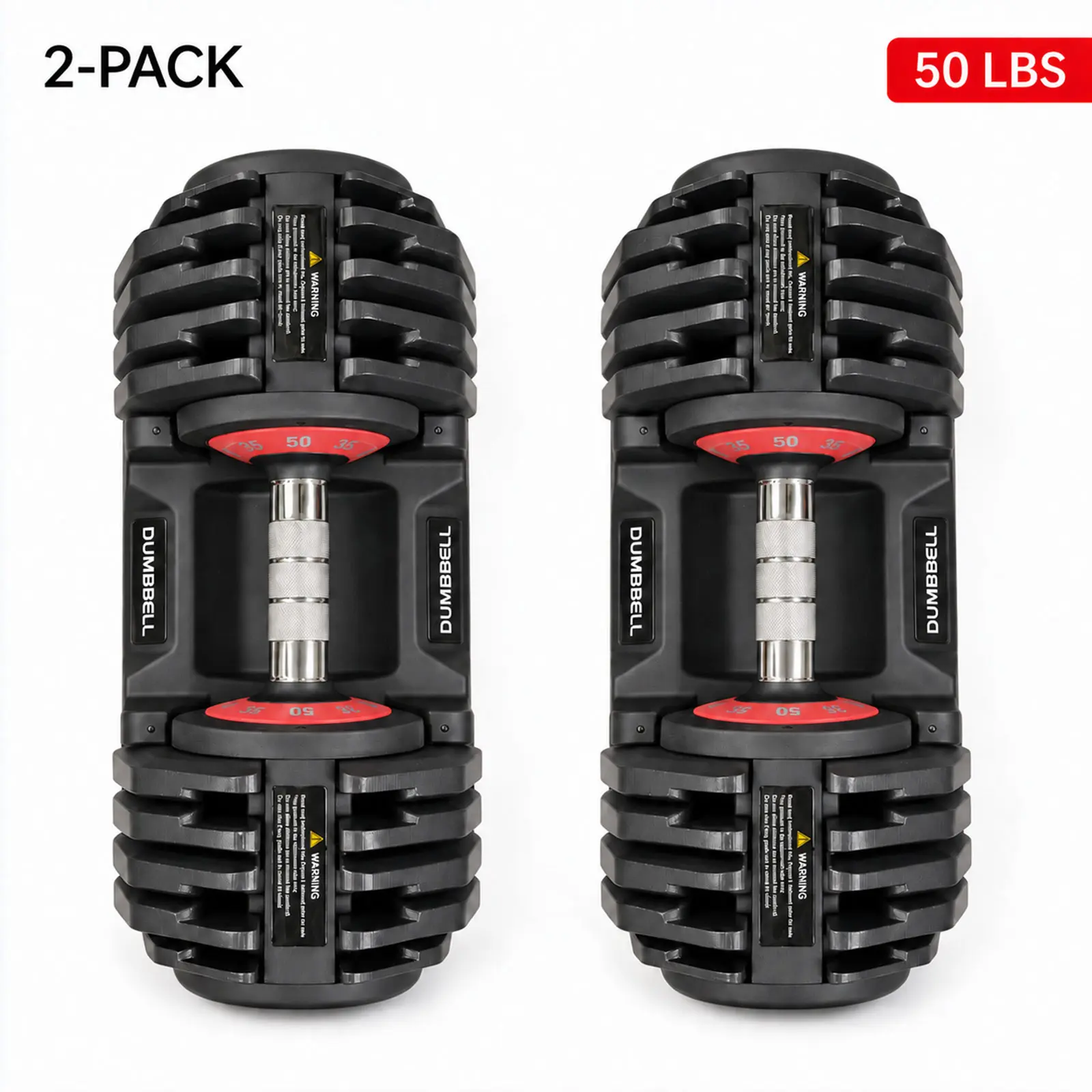 Cooelf 50LB Adjustable Dumbbell Set - Unisex 10-in-1 Adjustable Fitness Tool, 1-Sec Fast Adjust Safe Lock System, Anti-Skid Weight Lifting Grip, Enclosed Storage Tray, Space-Saving At-Home Gym Equipment