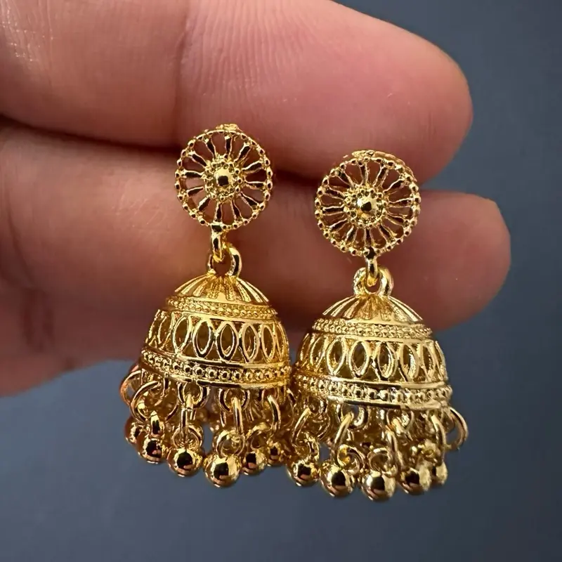 Women's Alloy Teardrop Design Bronze-Copper Jhumka Earrings - Female Daily Casual Jewelry with Leverback Closure, Gift for Her