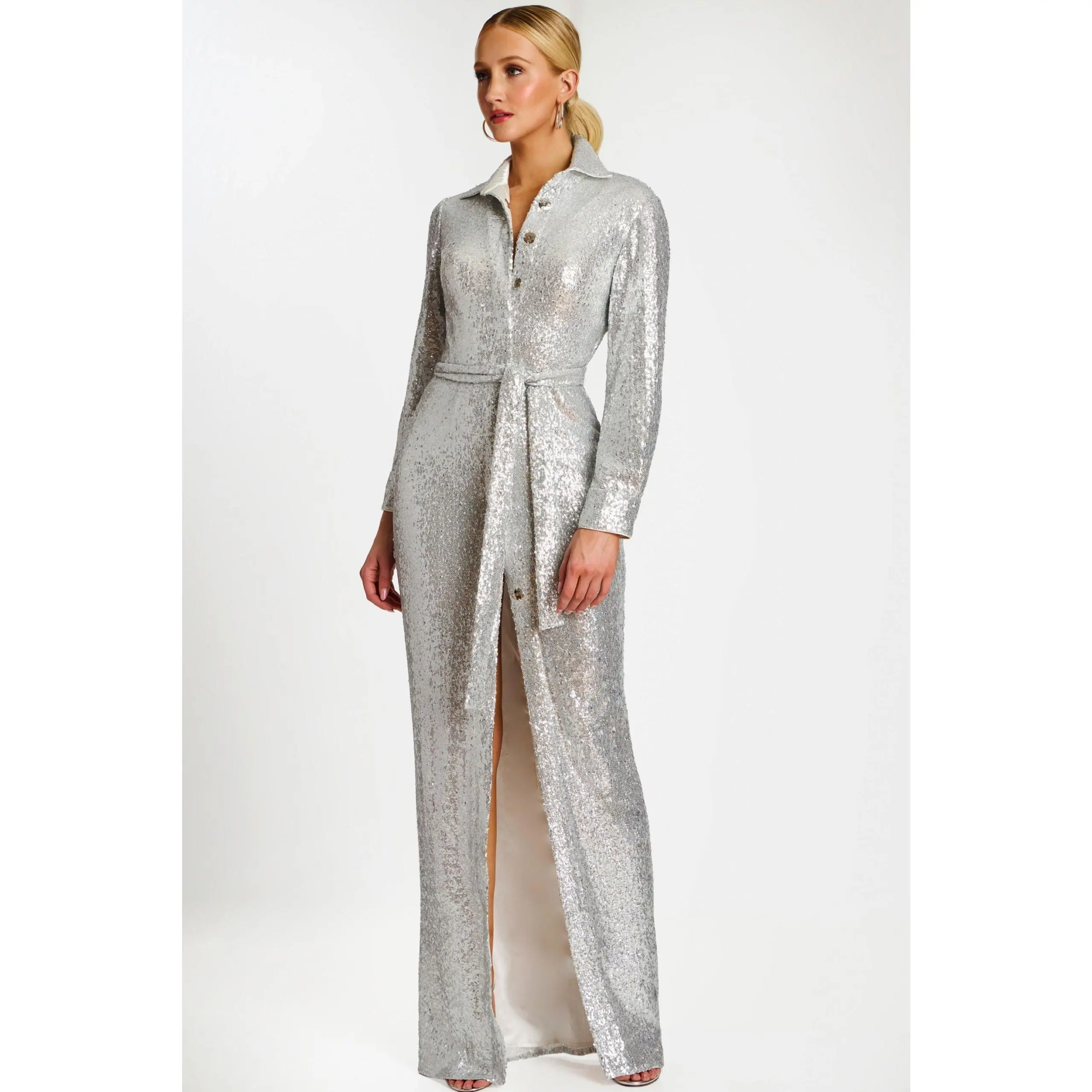 Jovani -42706 Sequin Long Sleeve Sheath Gown