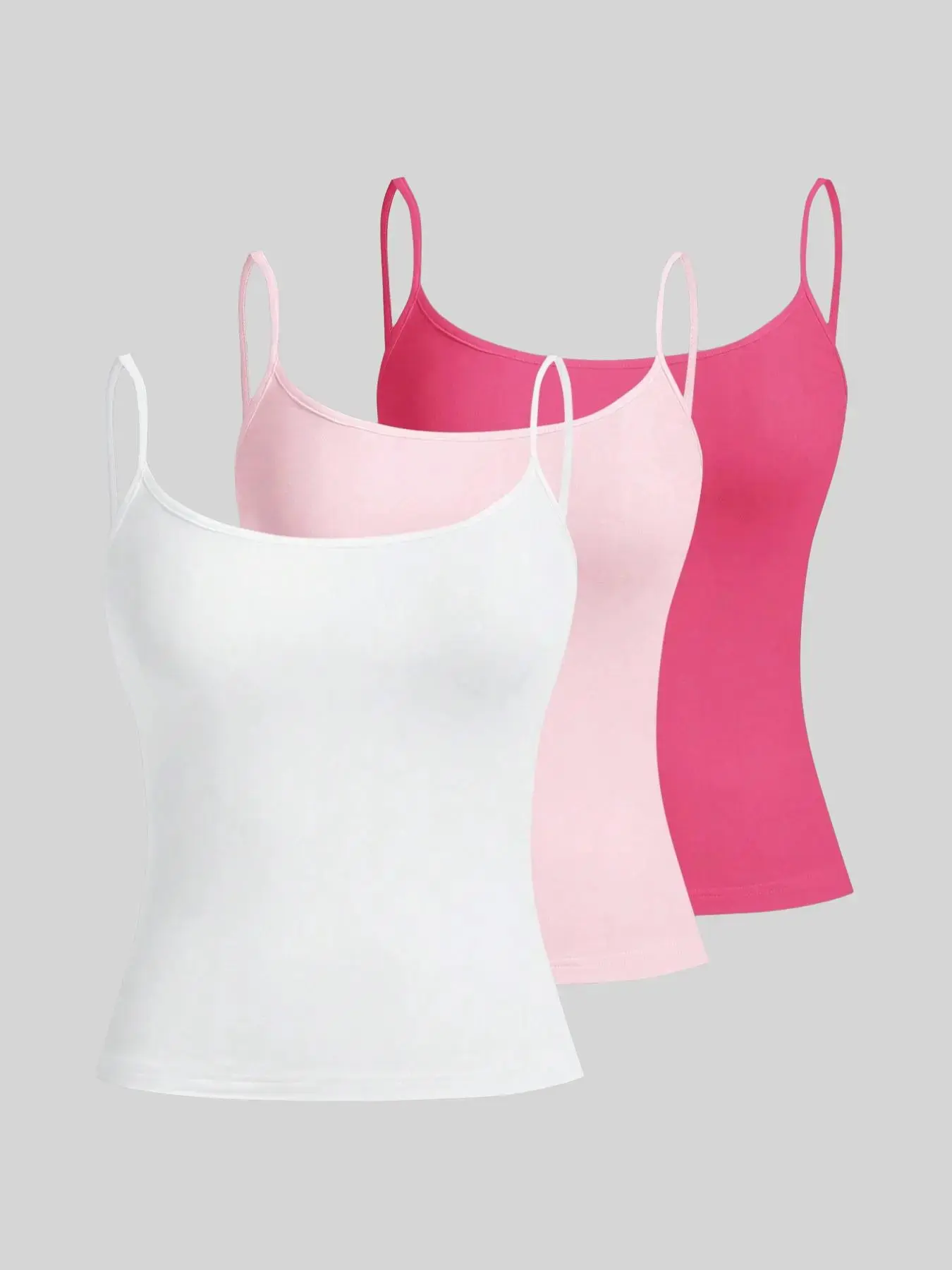 Women's Basic Solid Color Spaghetti Strap Cami Top, Casual Soft Sleeveless Lightweight Fit Top for Summer, Ladies Clothes for Daily Wear