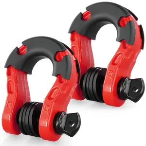 Summervibes VEVOR 3/4 D-Ring Shackle, 2 Pack Alloy Steel Shackles 66139 lbs (30 Ton) Break Strength with 7/8 Screw Pin, Isolators Washers, Heavy Duty Off Road Vehicle Recovery Shackle for Jeep Truck, Red