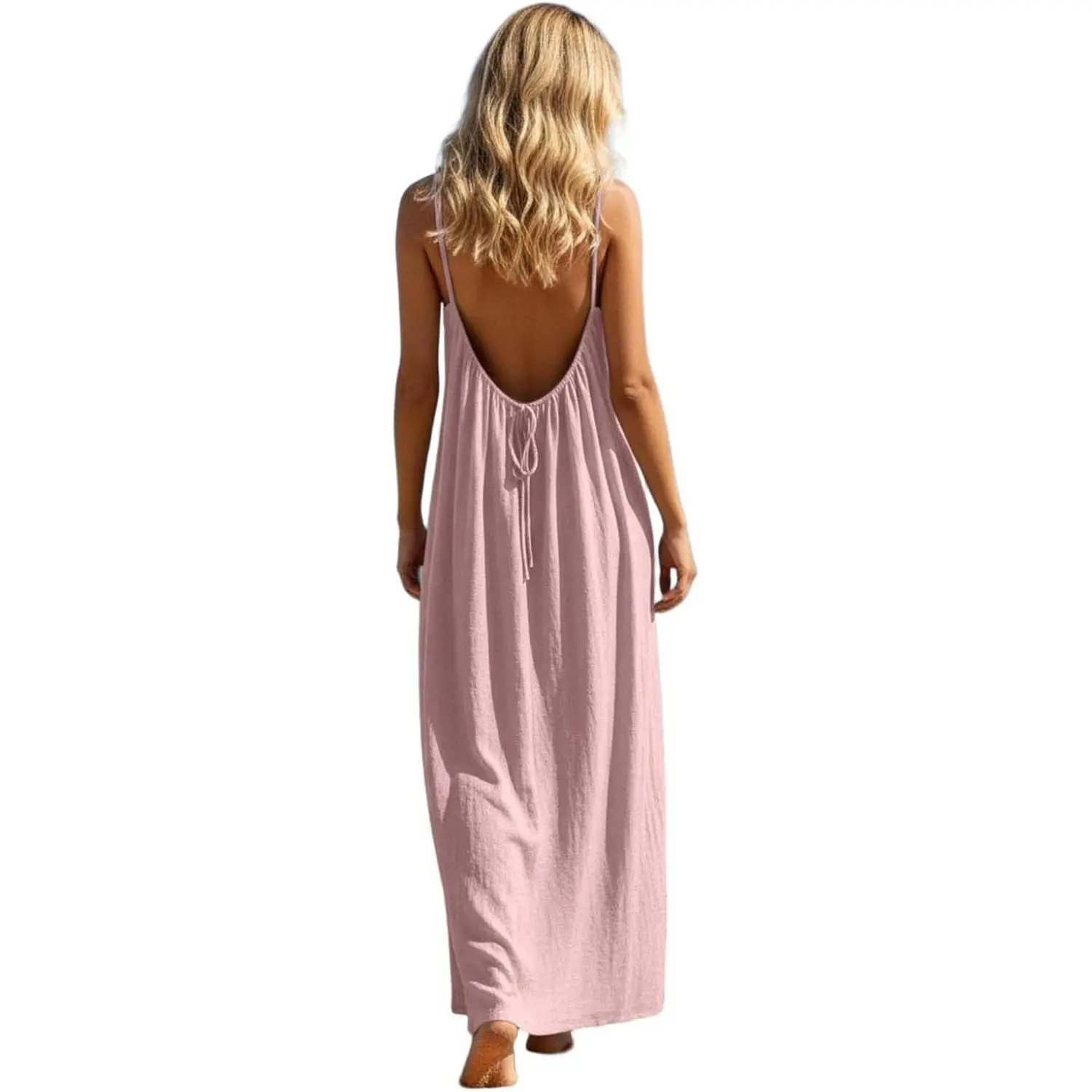 Backless Cami Dress for Women 2026 Summer Sleeveless Spaghetti Strap Flowy Beach Vacation Long Sundress with Back Tie - TikTok Shop Backless Cami Dress for Women 2026 Summer Sleeveless Spaghetti Strap Flowy Beach Vacation Long Sundress with Back Tie - TikTok Shop