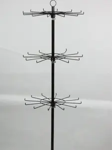3 Tier Spinning Rack - Black Metal Design with 36 Hooks for Versatile Storage Decorative Organiser