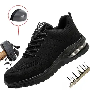 Work Safety Shoes For Men Breathable Work Sneakers Steel Toe Shoes Anti-puncture Safety Protective Shoes Slip-resistant shoes work hiking boots sneakers Men Indestructible Shoes