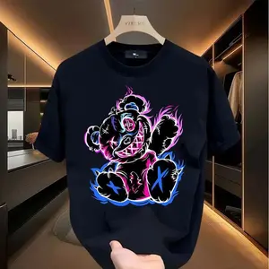 Evil bear t-shirt, cool design, unisex, men's short sleeve round neck street style t-shirt for summer and spring, casual, clothing, simple and trendy, fashionable and loose, youthful and energetic, men's daily wear tops