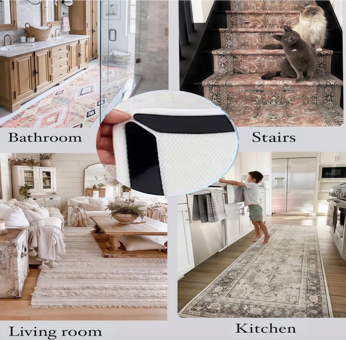 Non-slip Rug Pad Gripper, 12 Counts/setChristmas DecorReusable & Washable RugTape for Floors & Tiles, AreaRugPad Gripper, Floor Mat Gripper, HouseholdCarpetAccessories, Christmas GiftsChristmas Decorations, RoomEssentials,Floor Grippers subway tile