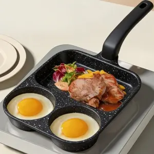 Non-Stick 3-in-1 Breakfast Pan for Frying Eggs, Hamburgers & Scrambled Eggs - Multi-Functional, Fast Heating, Durable, Easy Clean, Space-Saving, Eco-Friendly