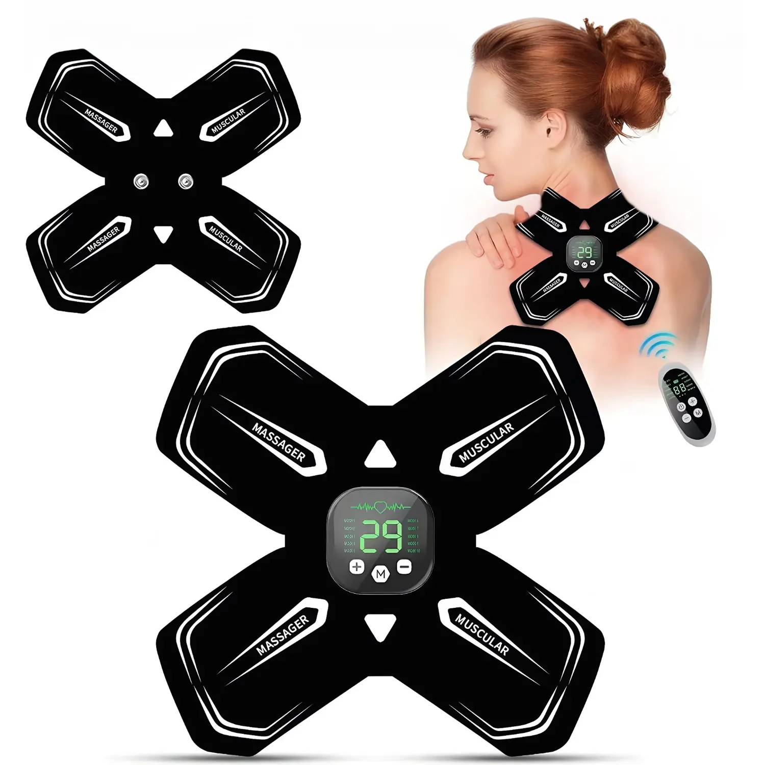 Portable Mini EMS Smart Electric Pulse Massager – Multifunctional Patch for Neck, Shoulders, and Cervical Spine, Wireless Remote Levels Full Body Portable Pulse Massage Sticker