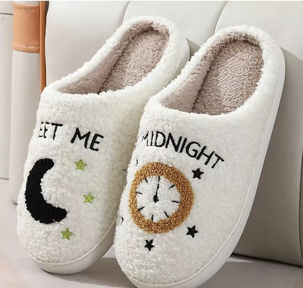 Women's Celestial Moon Ankle Slippers, Stylish Soft Synthetic Plush Shoe with a Warm & Snug Fit, Cushioned Indoor Footwear for Relaxation, Slide, Slip On, Cute Casual