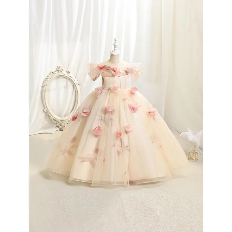 open lace back dress Sleeveless Swallowtail Princess Dress Mesh Puffy Dress  marryshe