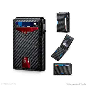 Stylish Black RFID Popup Card Wallet for Men - Slim Design, Secure Storage & Effortless One-Touch Eject(Does not support storing cash)CCMasterMarkToolsFFApexActive6