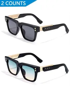 Unisex Vintage Trendy Sunglasses, Retro Punk Style Sunglasses for Everyday Use, Fashion Accessories for Outdoor Activities