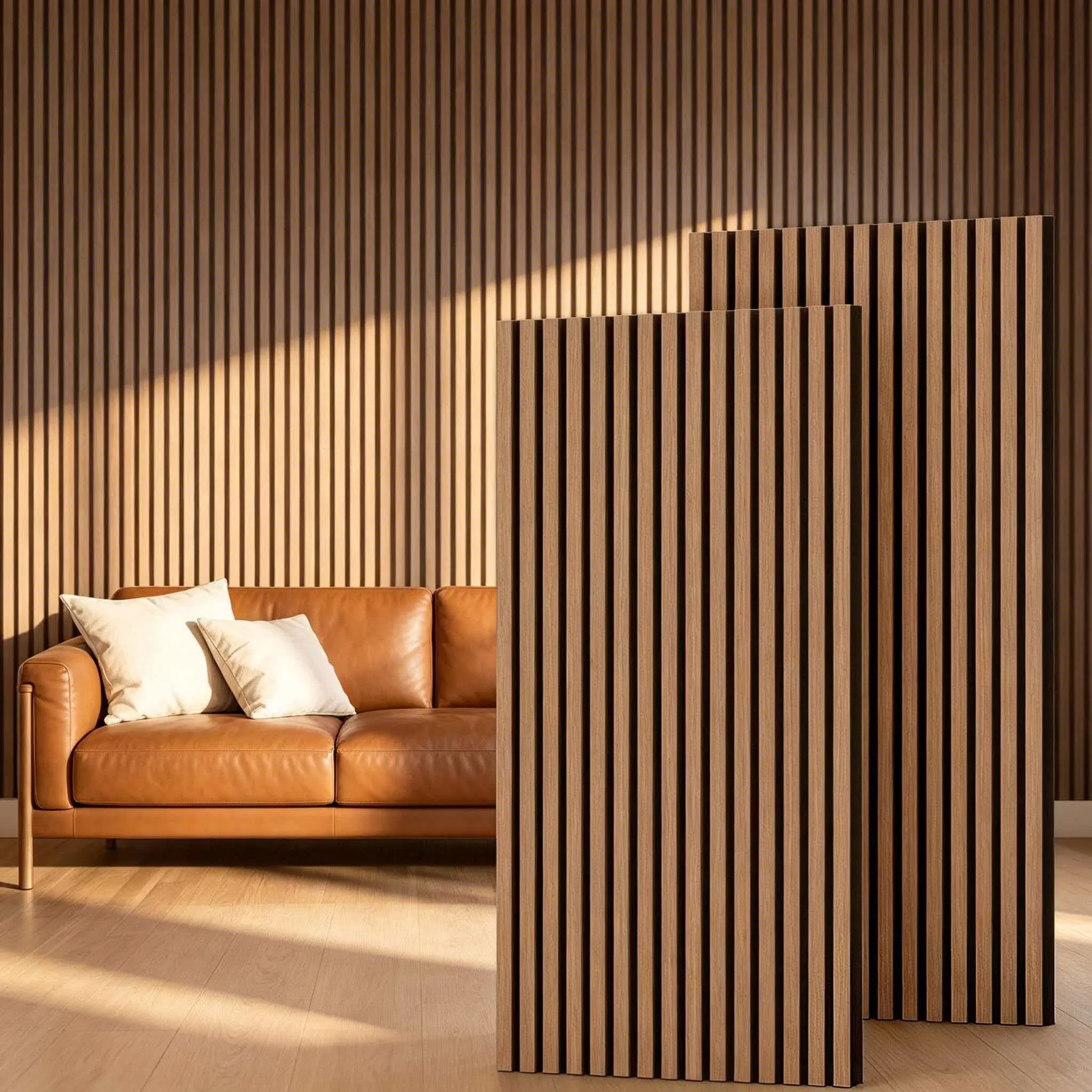 TONOR Wood Wall Panels for Wall,47.2'' x 23.6'' (120 x 60 cm) Acoustic Wall Panels, Wood Slat Acoustic Panels for Noise Cancelling and Decoration, Living Room, Bedroom, Office, Walnut