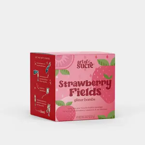 Art of Sucre Strawberry Fields Glitter Bomb Set - 4 Pack - Edible Glitter Cotton Candy Drink Toppings - Sweet Bombs for Magical & Sparkly Bubbly Beverages