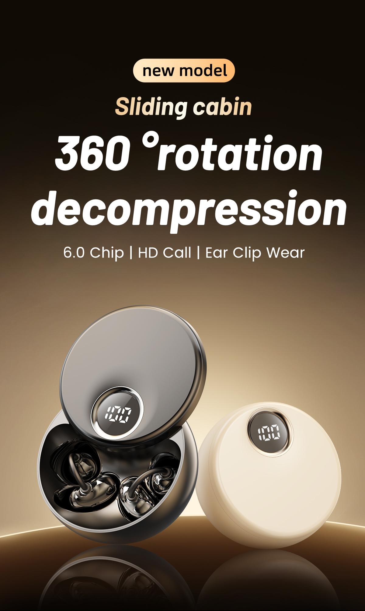 Upgraded Clip-On Earbuds Comfortable fit &The Ultimate Unzip Tool,360-degree twist-off cap,Crystal-Clear Sound, Bluetooth 6.0 Wireless Headphones,Ideal for Small Ears,Sports,Glasses outdoorfun