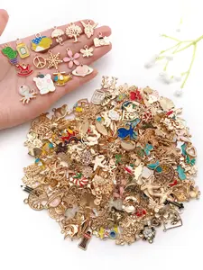 1pack Random Mix Bulk Assorted Enamel Golden Plated Fashionable Charms Pendant for DIY Women Jewelry Necklace Earrings Bracelet Craft Making Decoration Accessories Supplies DIY Pendants Heart Design Charm Dainty Fashion Jewelry