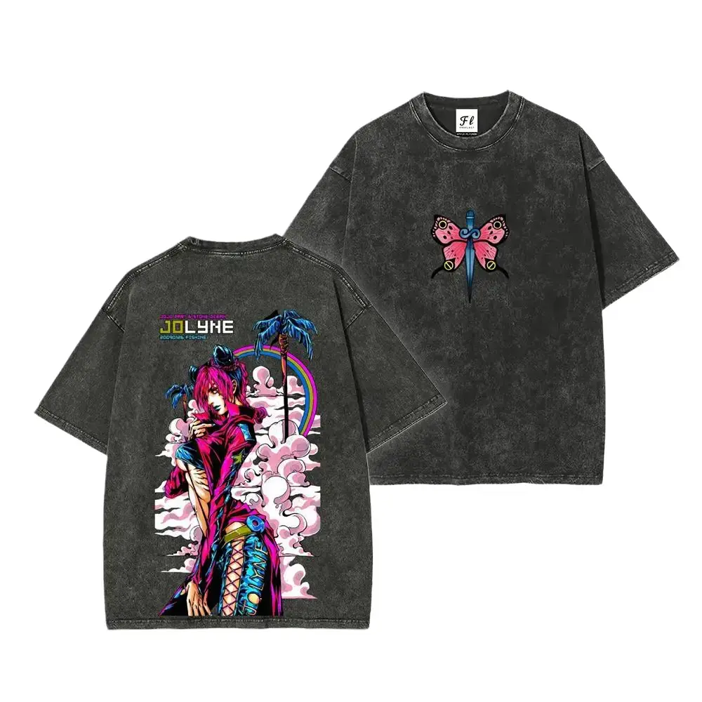 Men's Retro Wash T-Shirt | Oversized Anime Graphic Streetwear Top in Heavyweight 230gsm Cotton, Short-Sleeve Round Neck, Shortsleeve, Menswear, Tops, Pre-Washed