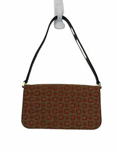 Pre-owned Celine 2000s mini bag Vintage Bittersweet Canvas Grey and Red with Olive Green Leather Interior