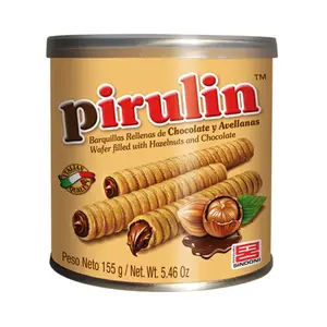 Pirulin Original Can 155g | Venezuelan Chocolate Hazelnut Wafer Rolls, Sweet and Crunchy