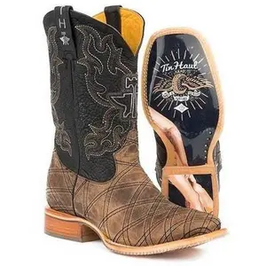 Men's Tin Haul What's Your Angle Boot With Pin Up Girl Sole Handmade Brown