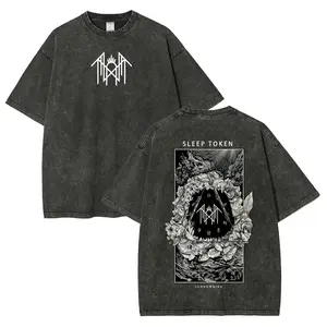 Unisex Fit Washed T-Shirt  Sleep Token Graphic T-Shirt  DTG Process Unisex Loose-Fitting T-shirt, Washed Casual Top (100% Cotton, 280g), Smooth Fabric, Minimalist Style, Street Style, Classic T-shirt, Makes a Great Gift.